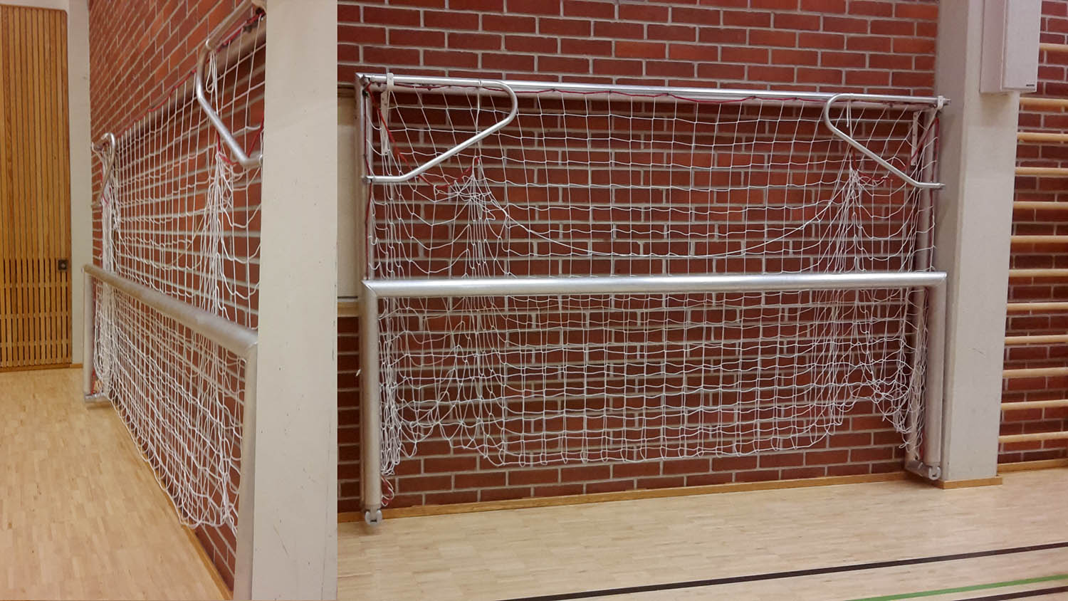 Liikuntasalin seinälle nostettava maali (Käsipallo, jalkapallo, Futsal) / Alusport taitettava 3x2m maali