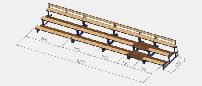 Helposti siirrettävä katsomo Sport System / Katsomo moduulien koot