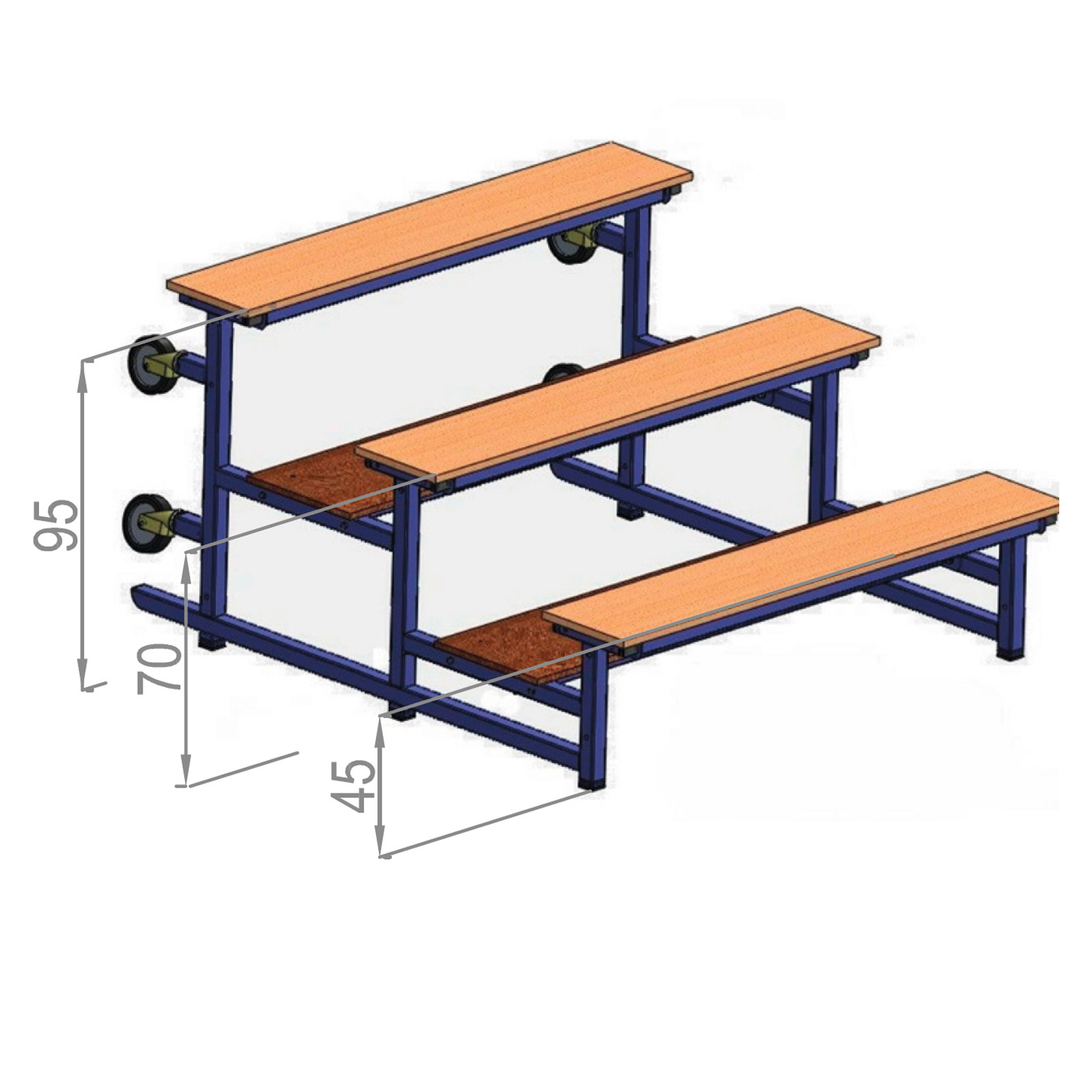 Sport System 3-rivinen katsomo mitat