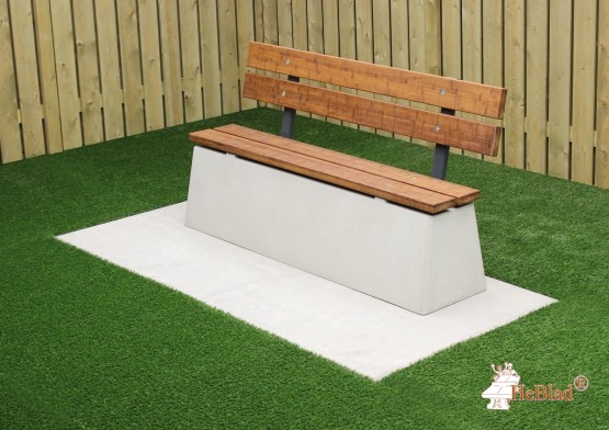 Betoninen puistonpenkki Heblad Deluxe selkänojalla (Väri Vaalea betoni))